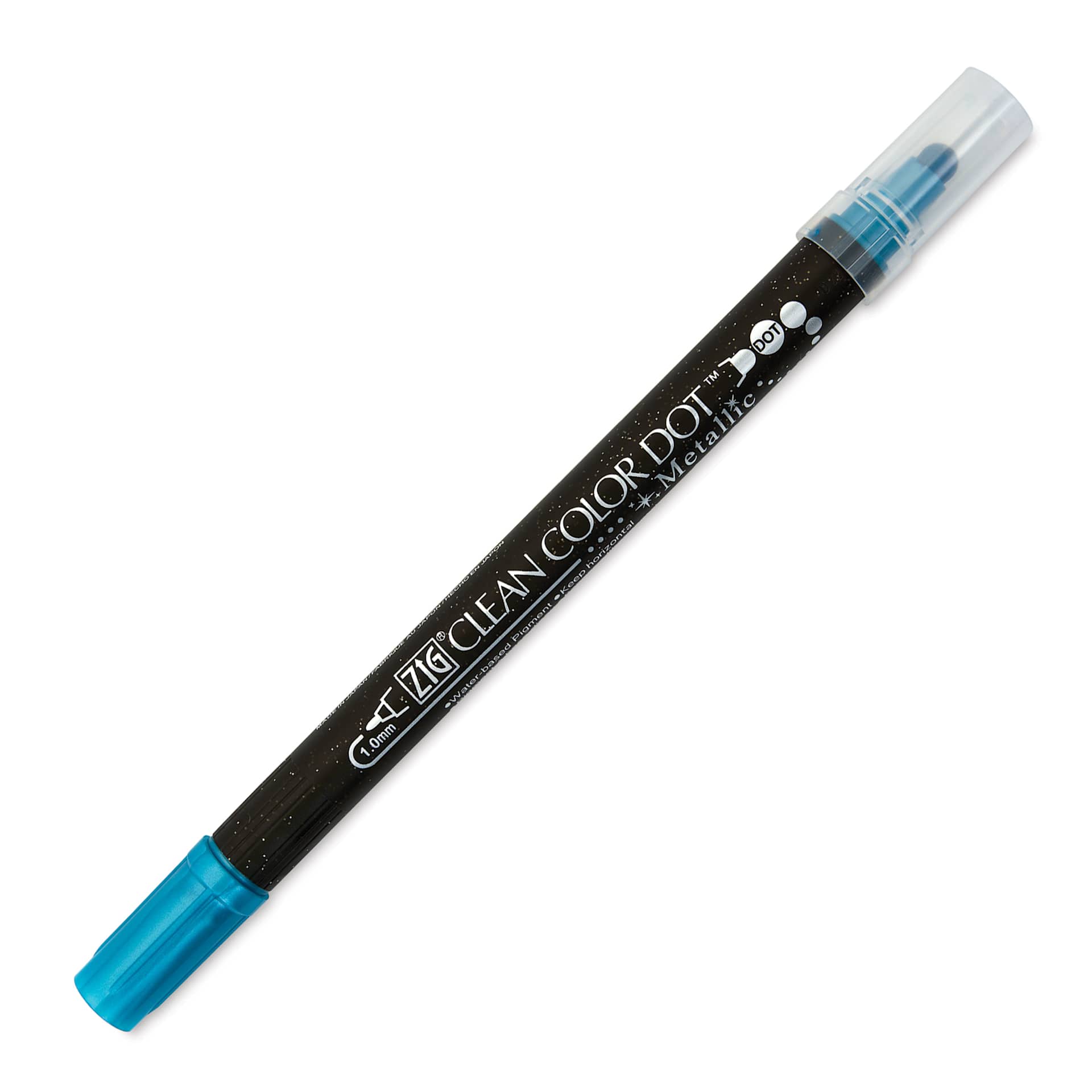 Zig Clean Color Dot Dual Tip Marker - Metallic Blue, caps on