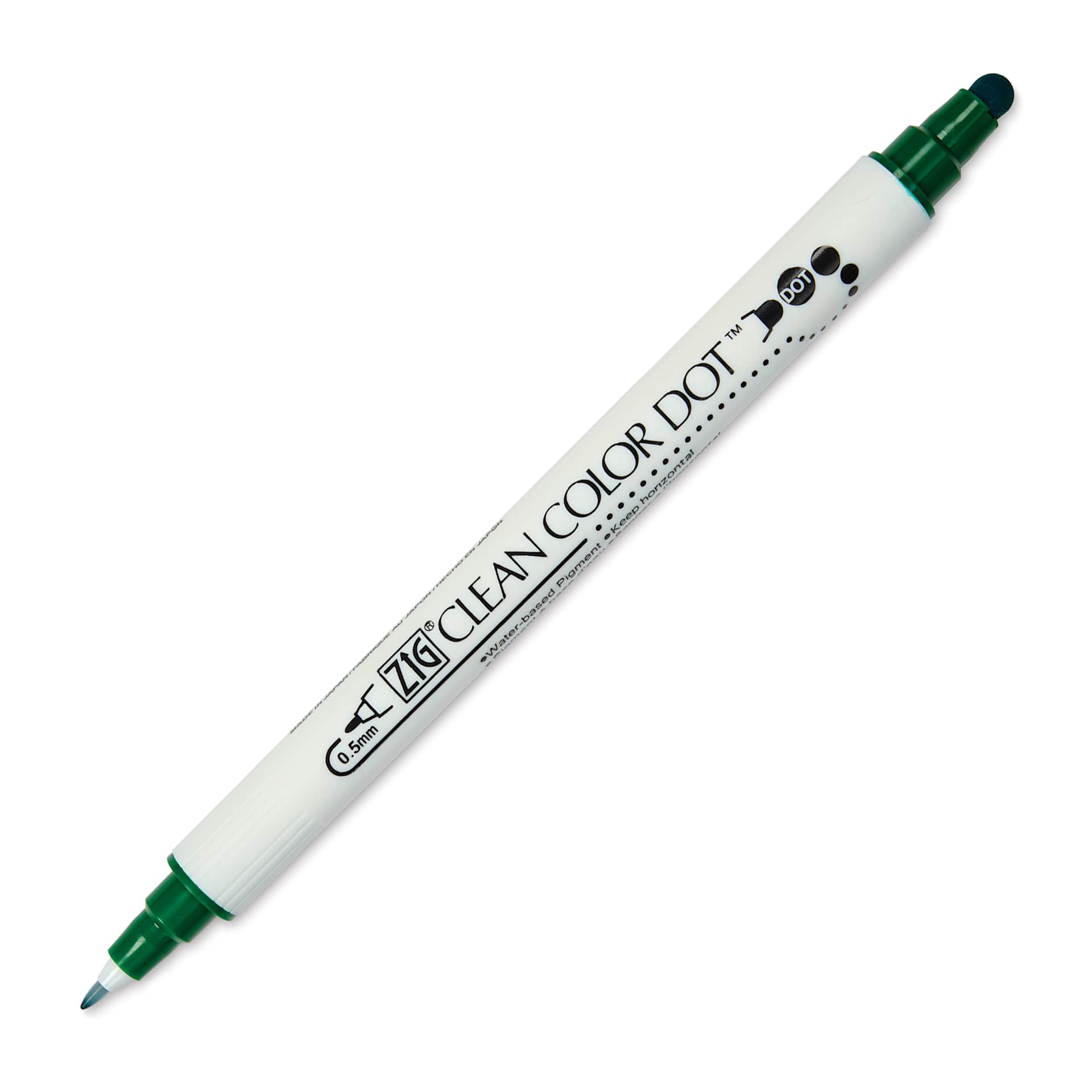 Zig Clean Color Dot Dual Tip Marker - Green, caps off