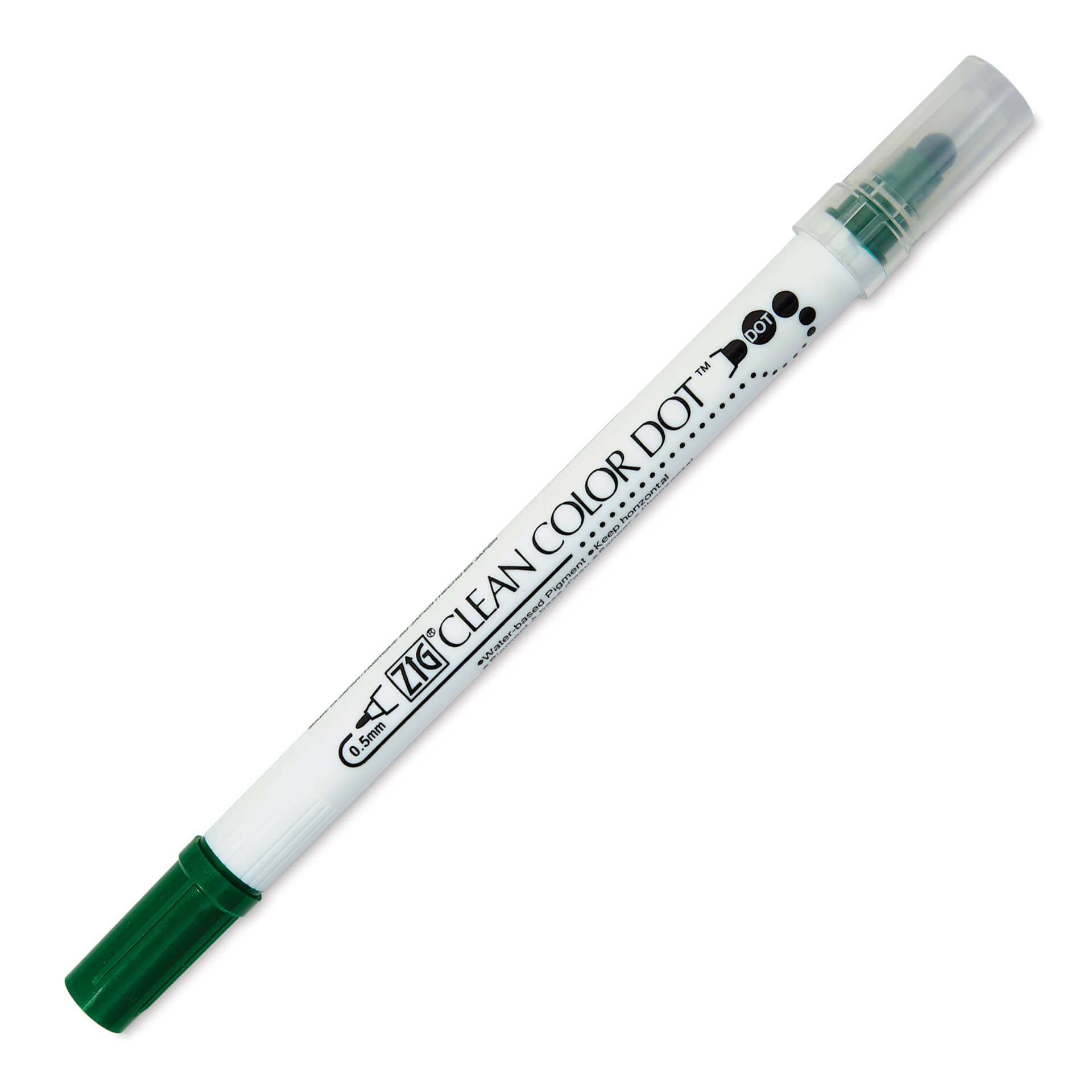 Zig Clean Color Dot Dual Tip Marker - Green, caps on
