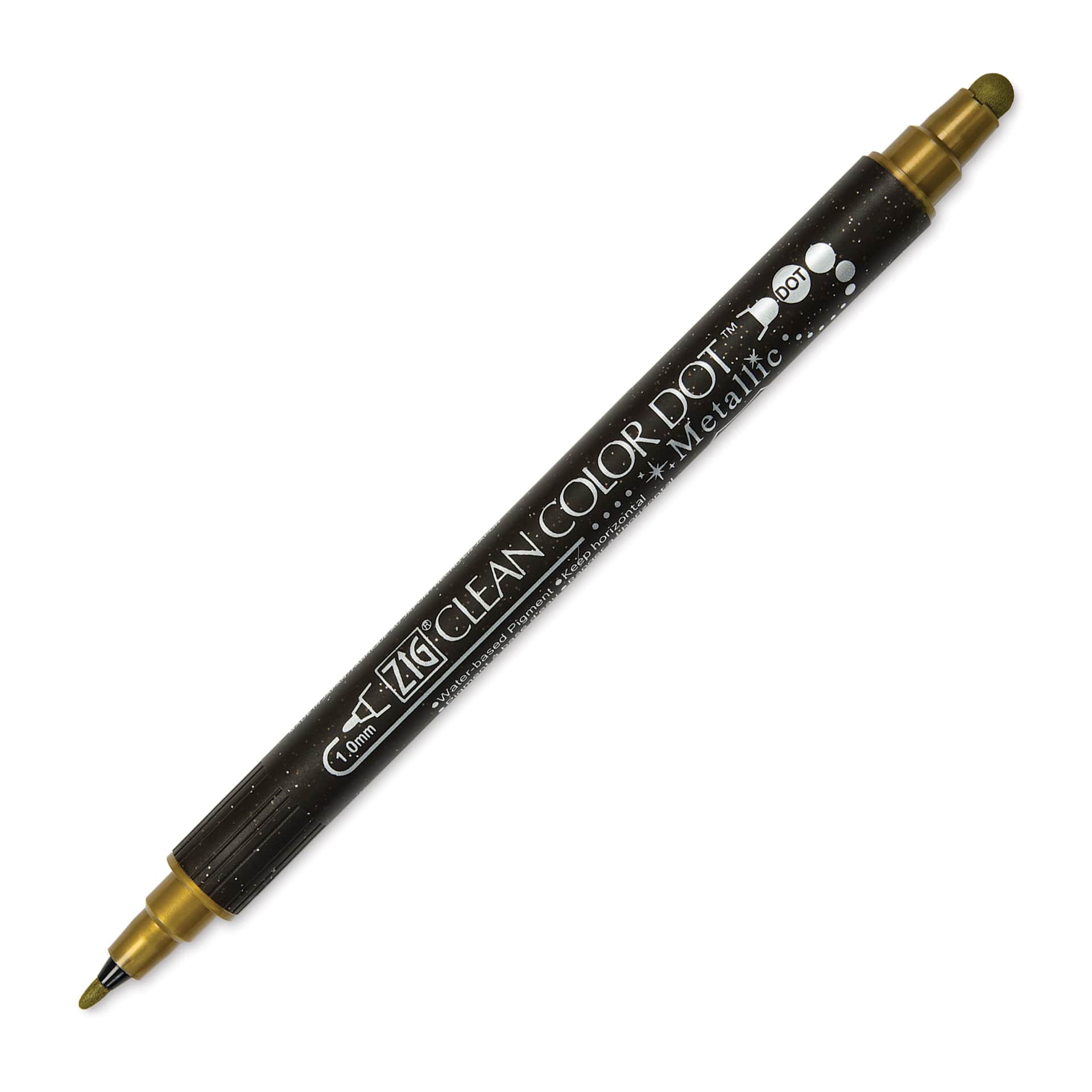 Zig Clean Color Dot Dual Tip Marker - Metallic Gold, caps off