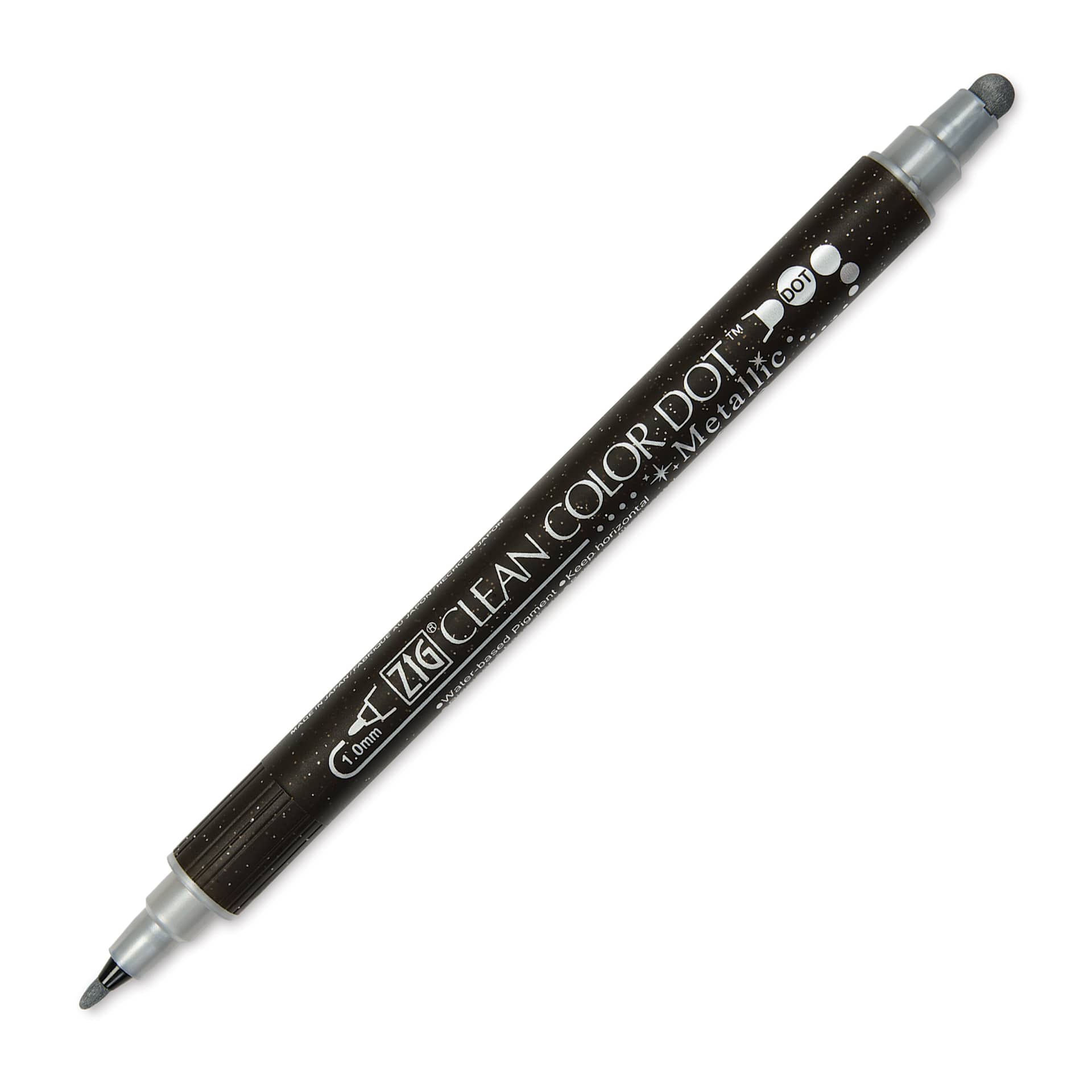 Zig Clean Color Dot Dual Tip Marker - Metallic Silver, caps off