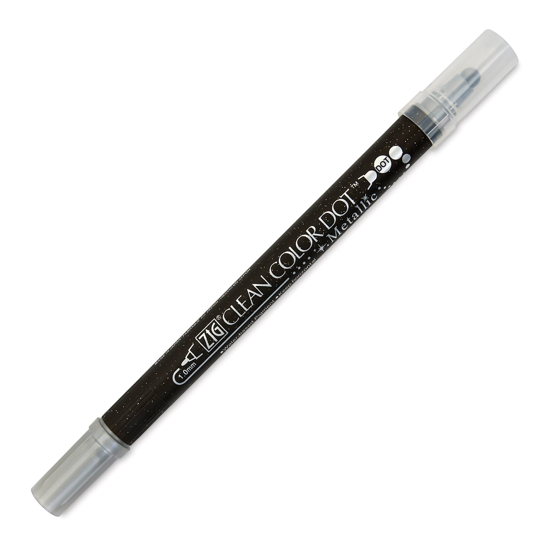 Zig Clean Color Dot Dual Tip Marker - Metallic Silver, caps on