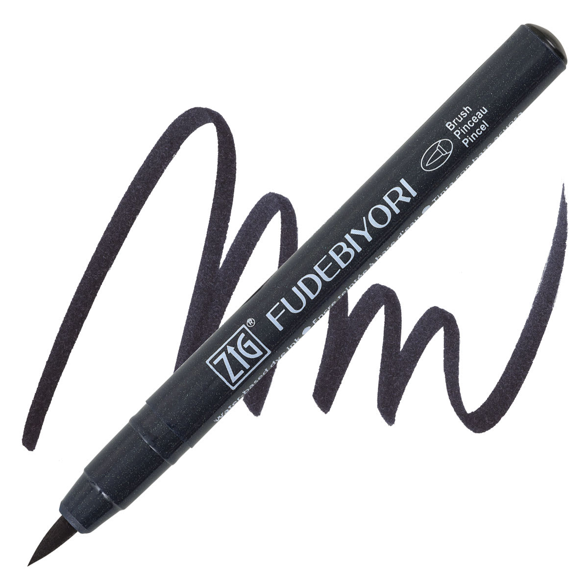 Zig Fudebiyori Brush Pen - Black pen and swatch
