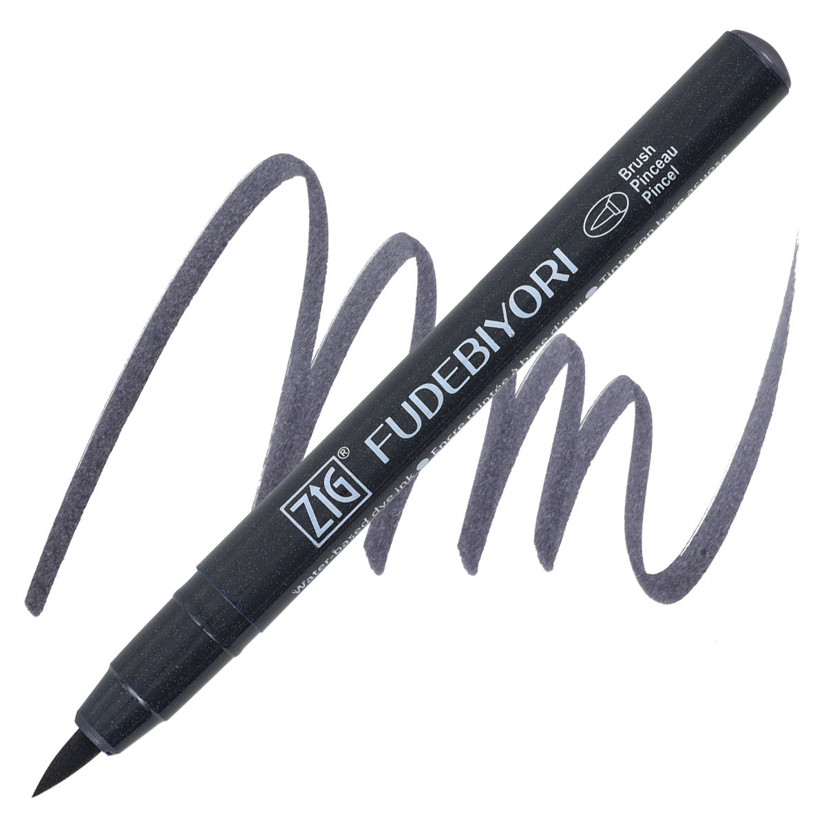 Zig Fudebiyori Brush Pen - Gray pen and swatch