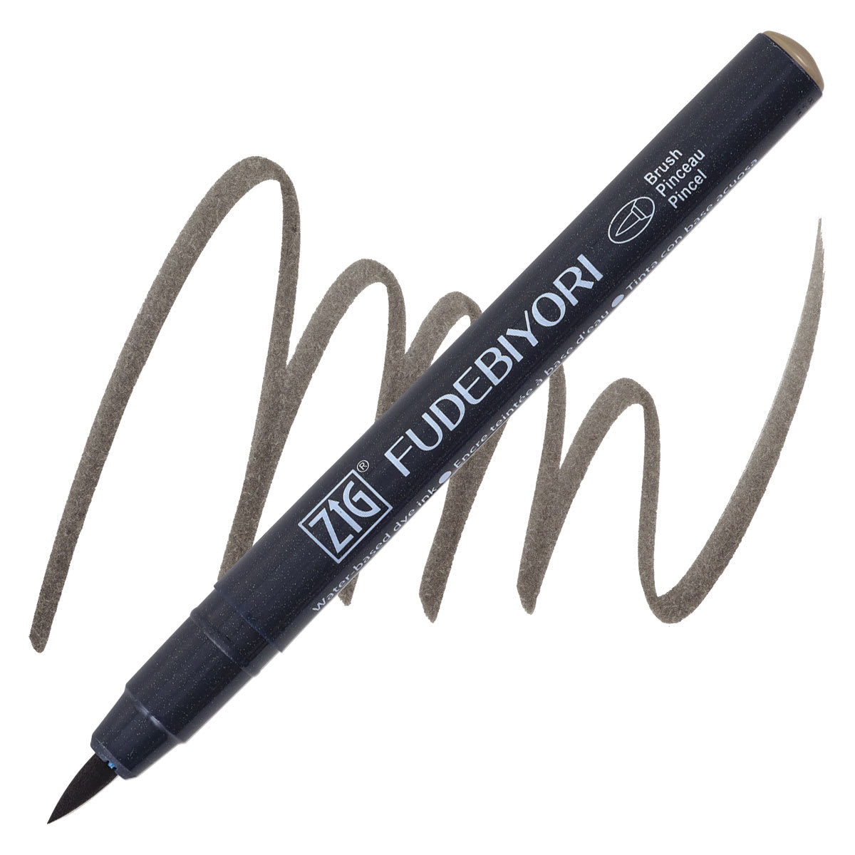 Zig Fudebiyori Brush Pen - Mid Gray pen and swatch
