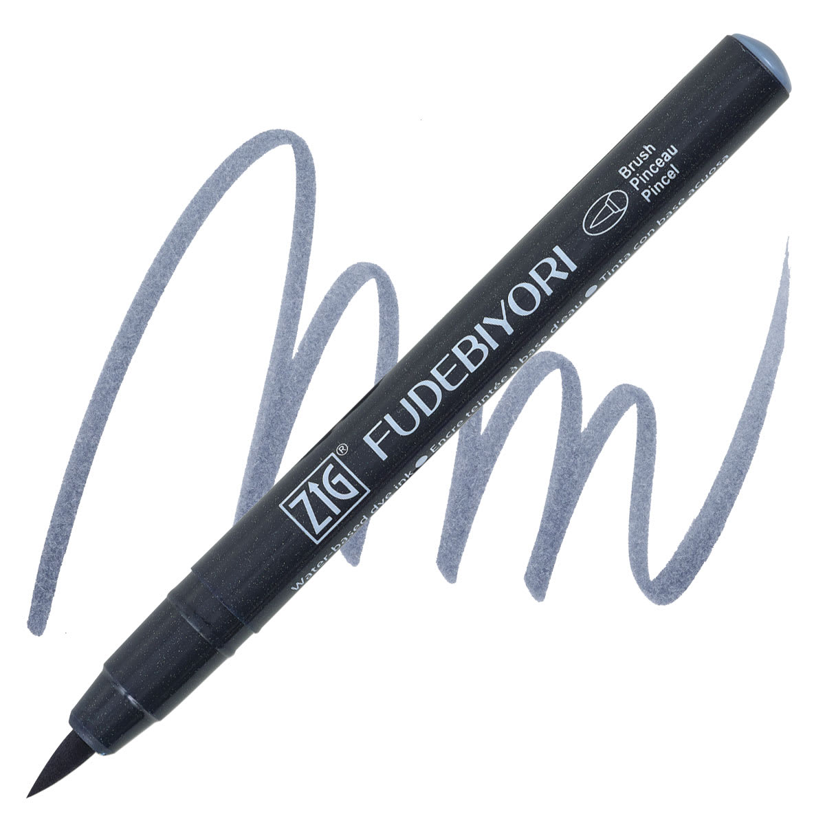 Zig Fudebiyori Brush Pen - Blue Gray pen and swatch