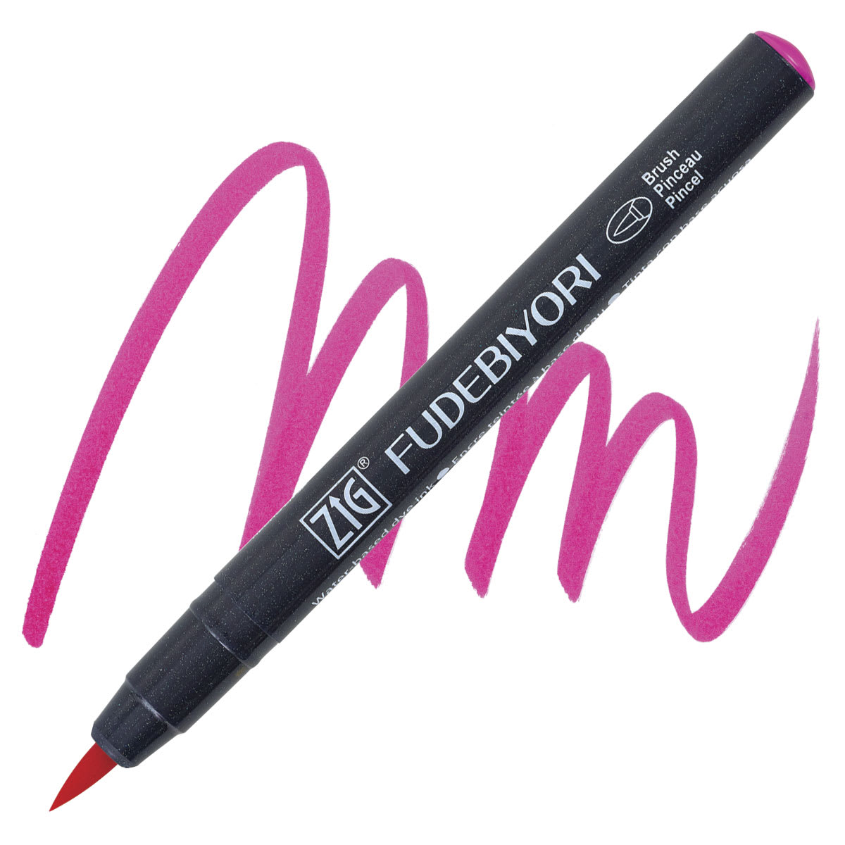 Zig Fudebiyori Brush Pen - Pink  pen and swatch