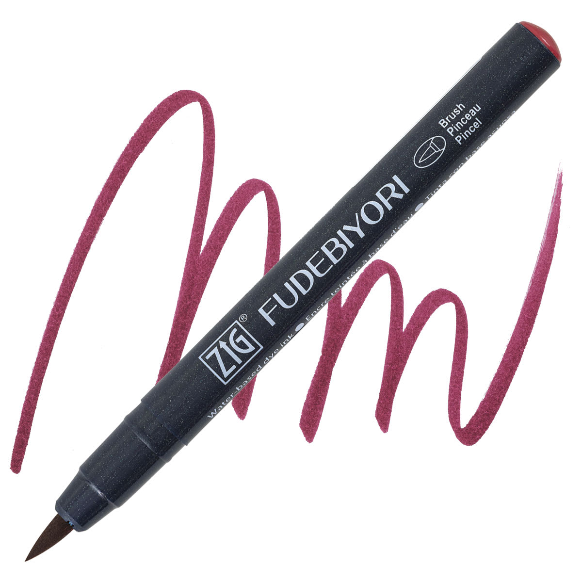 Zig Fudebiyori Brush Pen - Deep Red pen and swatch