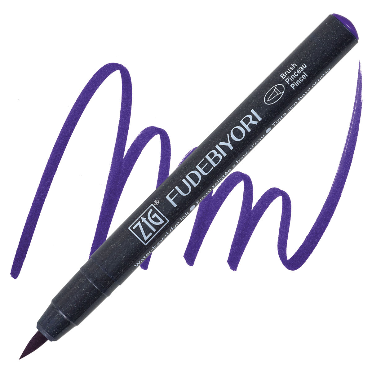 Zig Fudebiyori Brush Pen - Deep Violet pen and swatch