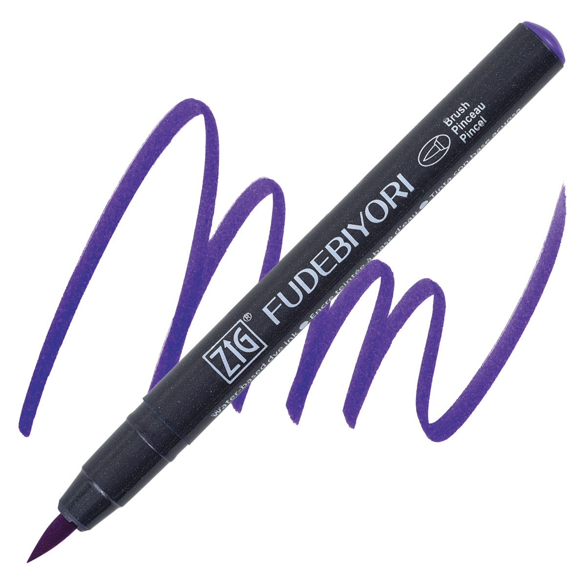 Zig Fudebiyori Brush Pen - Violet pen and swatch