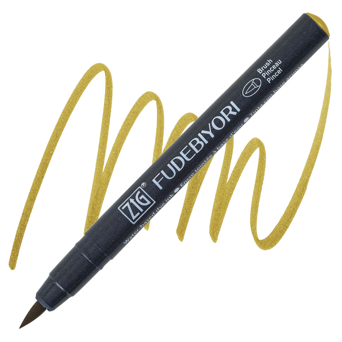Zig Fudebiyori Brush Pen - Ochre   pen and swatch