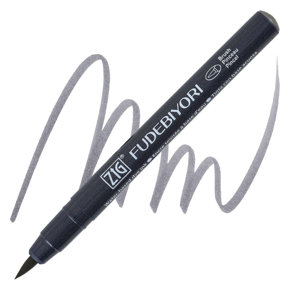 Zig Fudebiyori Brush Pen - Gray Brown pen and swatch