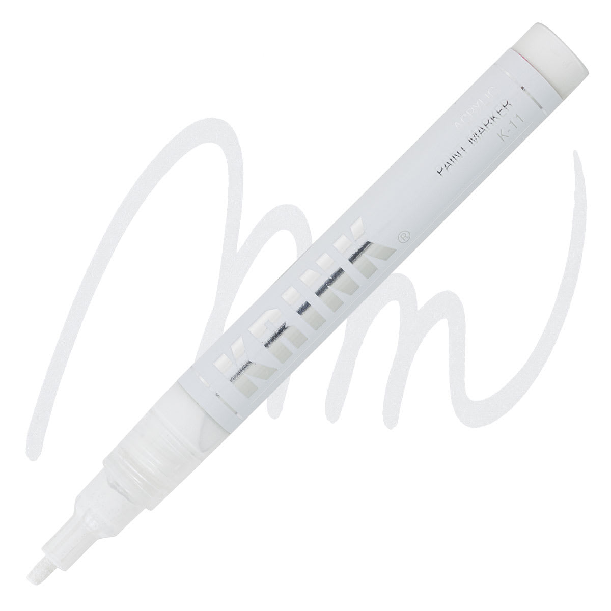 Krink K-11 Acrylic Paint Marker - White, 3 mm marker and swatch