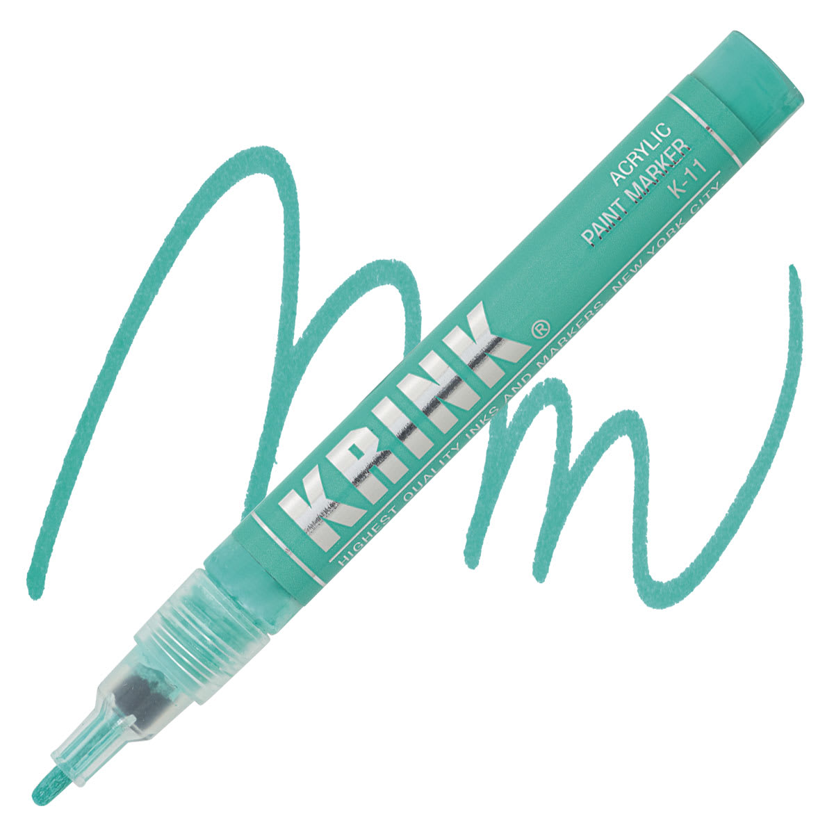 Krink K-11 Acrylic Paint Marker - Light Green, 3 mm marker and swatch