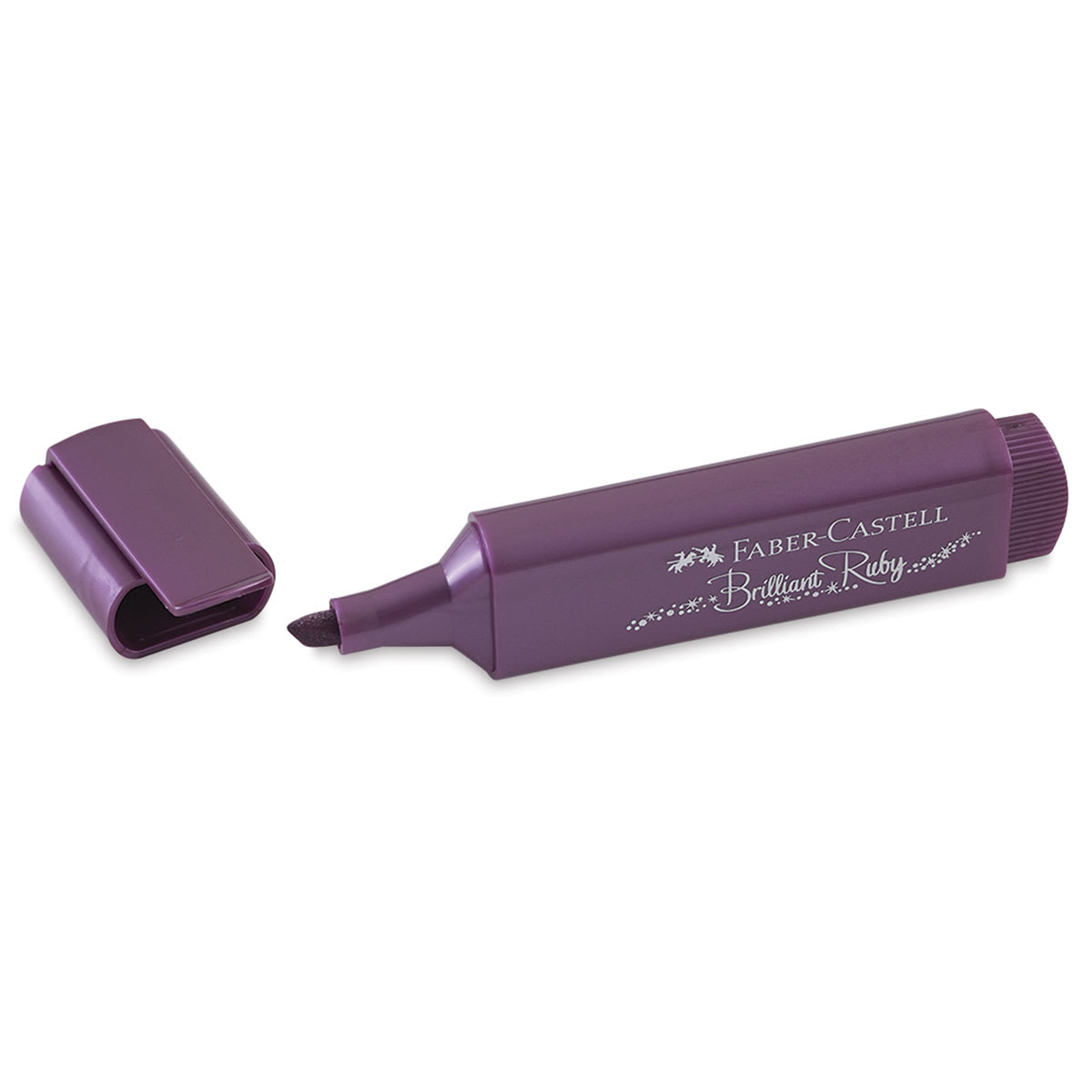 Faber-Castell Metallic Textliner - Brilliant Ruby Marker with cap adjacent