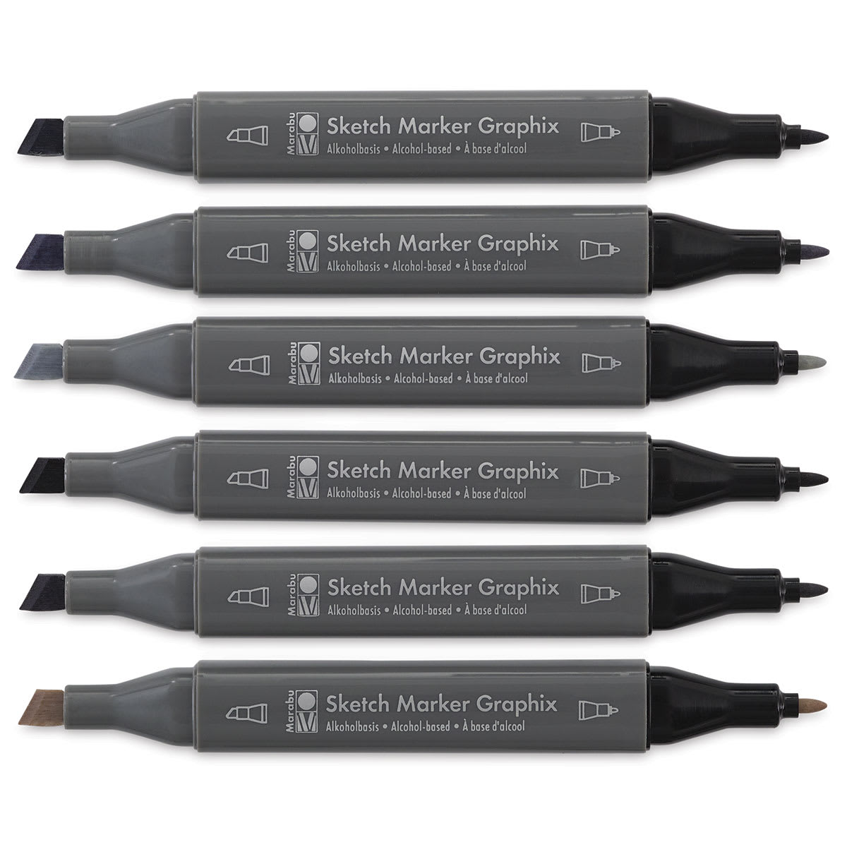 Marabu Graphix Sketch Markers - Alpha Robot, Set of 6
