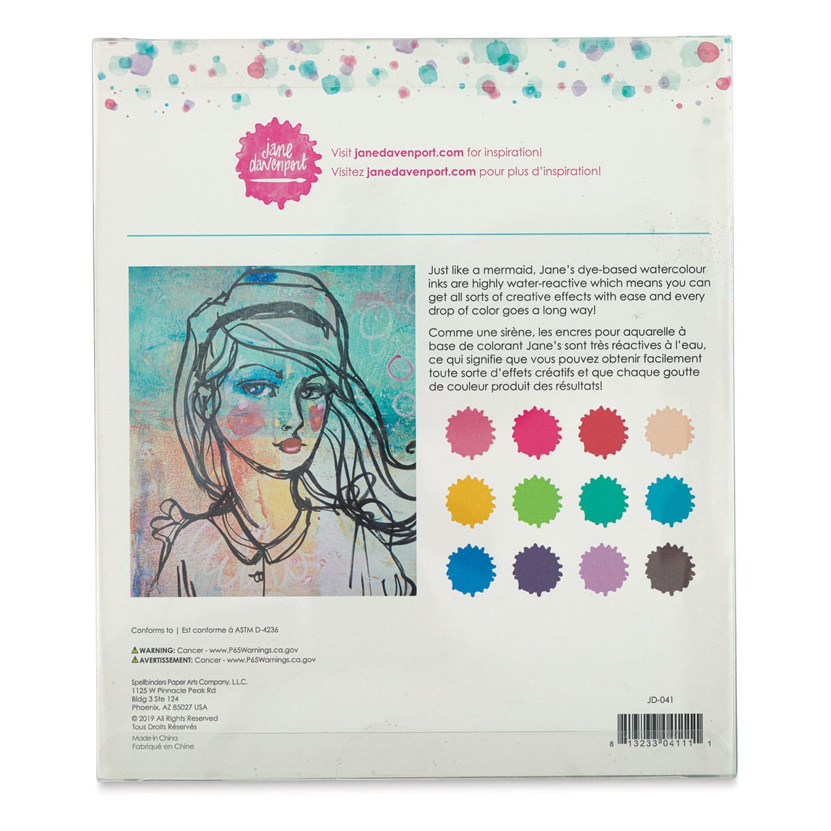 Jane Davenport Mermaid Markers - Back of package of set of 12 Markers