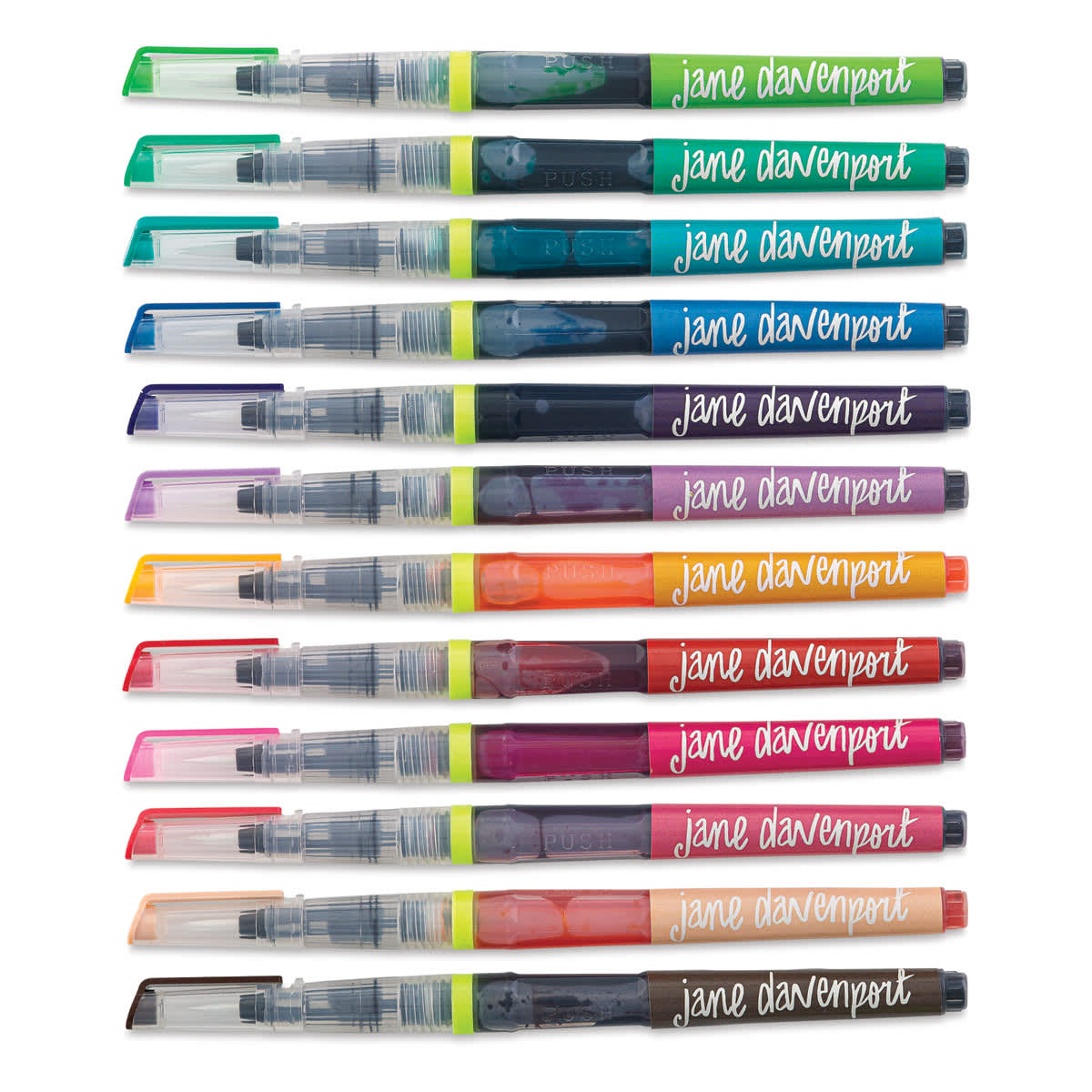 Jane Davenport Mermaid Markers - 12 capped Markers shown horizontally