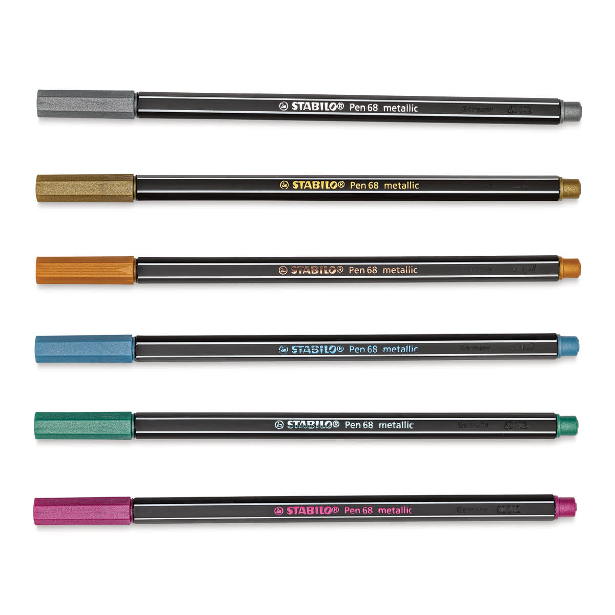 Stabilo Pen 68 Metallic Pens - Set of 6 - with caps on