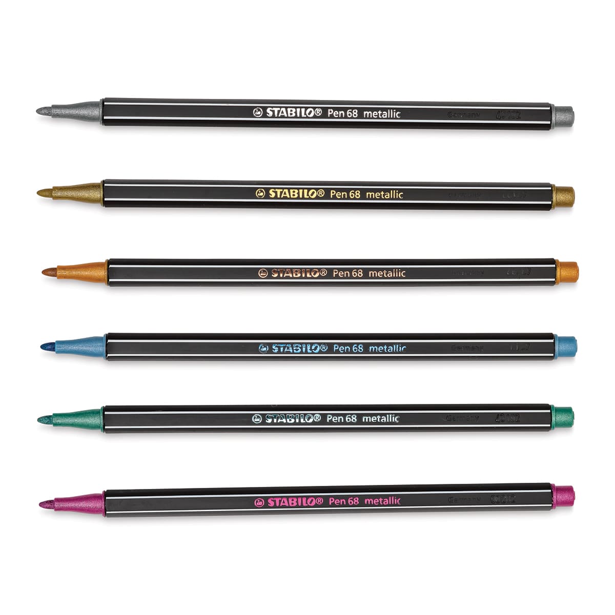Stabilo Pen 68 Metallic Pens - Set of 6 - with caps off