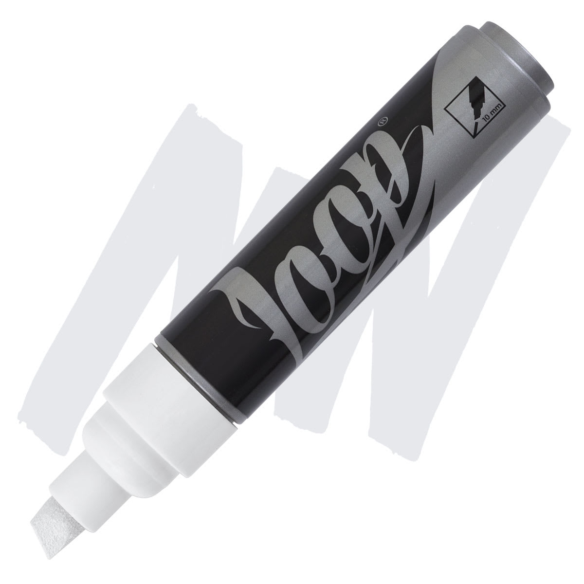 Loop Water-Based Acrylic Marker - White, 10 mm marker and swatch
