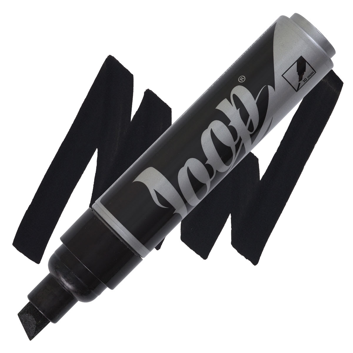 Loop Water-Based Acrylic Marker - Black, 10 mm marker and swatch