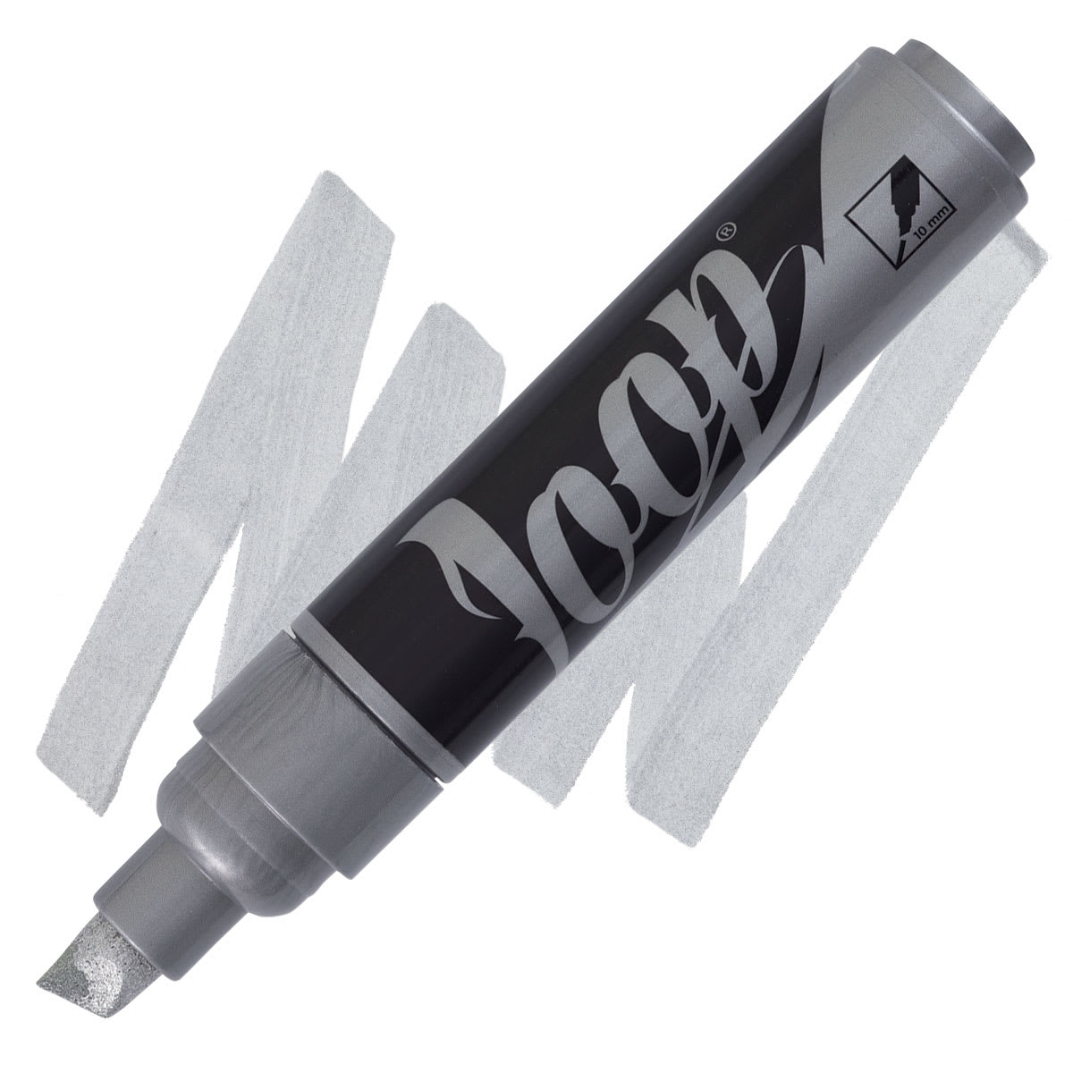 Loop Water-Based Acrylic Marker - Silver, 10 mm marker and swatch