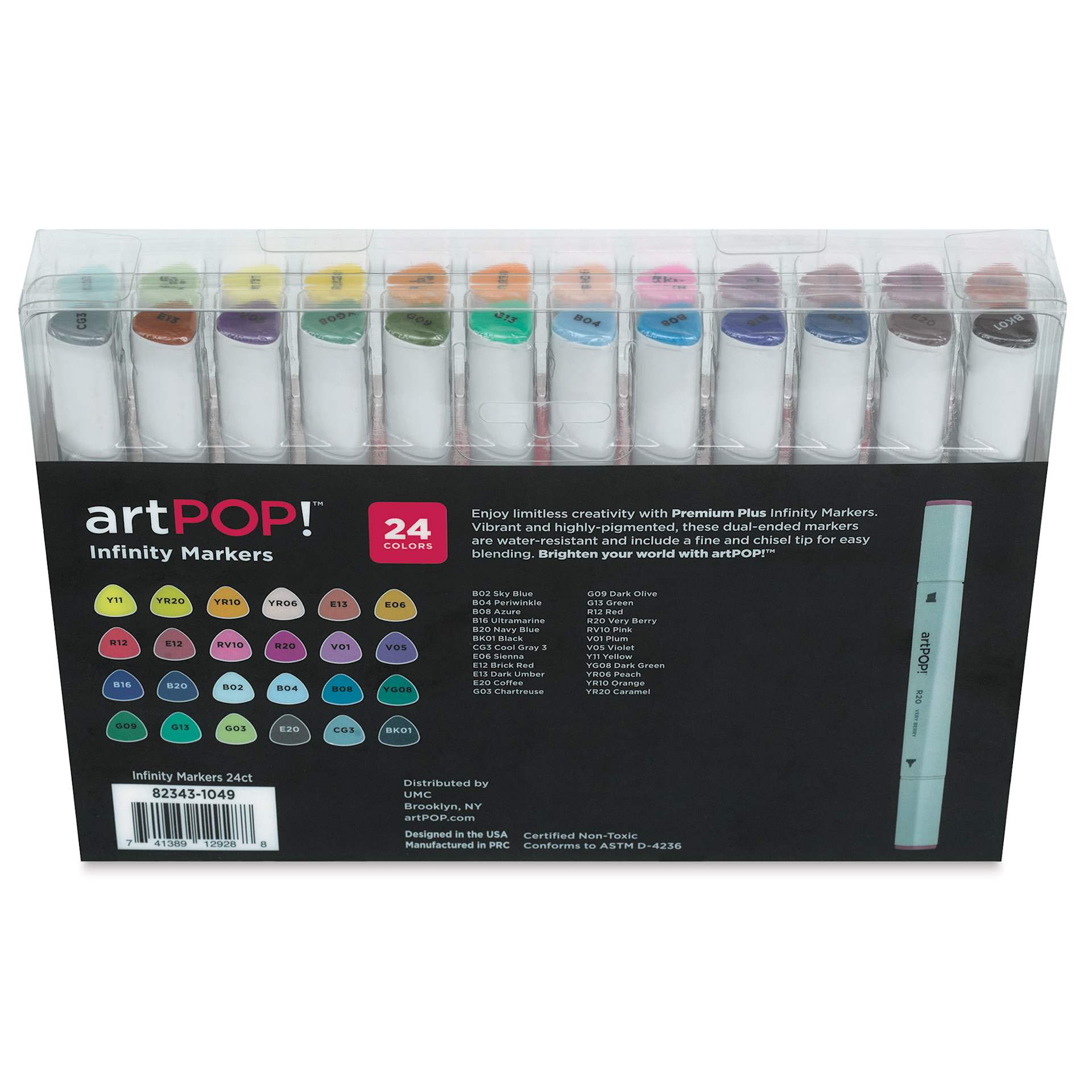 artPOP! Infinity Art Markers - Set of 24 (Back of package)