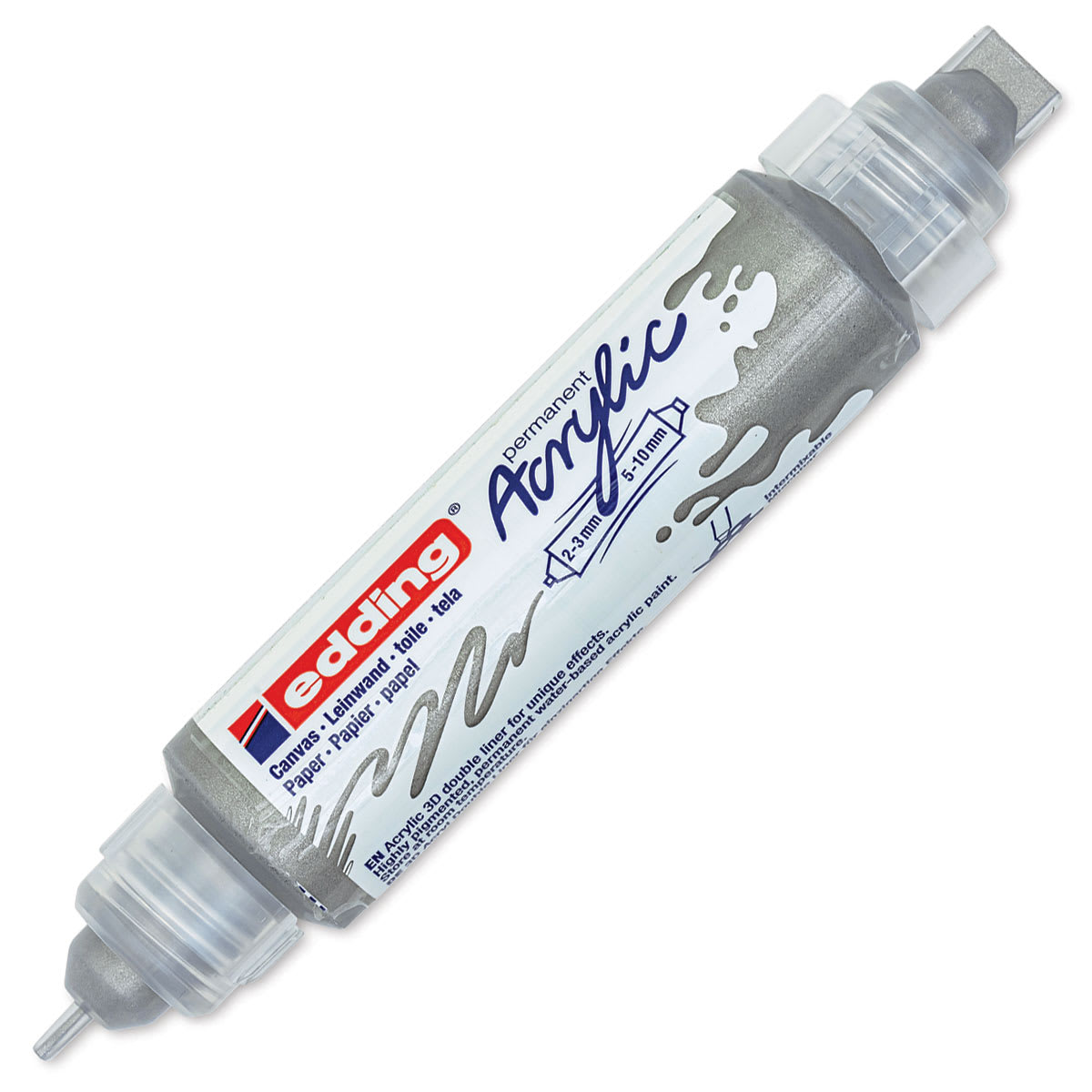 Edding 5400 Acrylic Double Ended Paint Marker - Silver 923, Cap Off