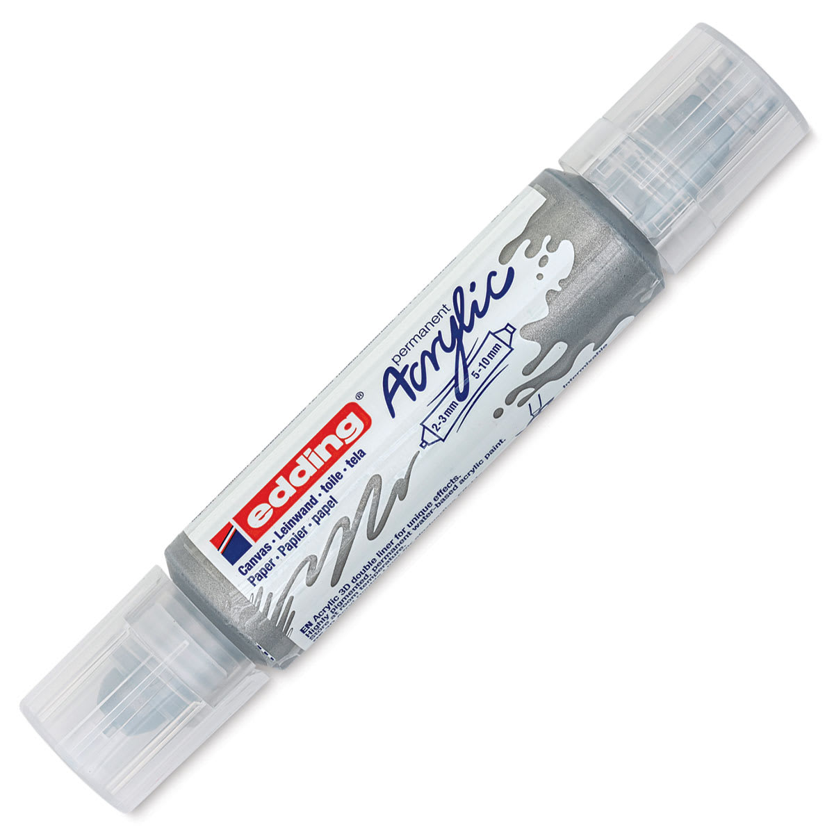 Edding 5400 Acrylic Double Ended Paint Marker - Silver 923, Cap On