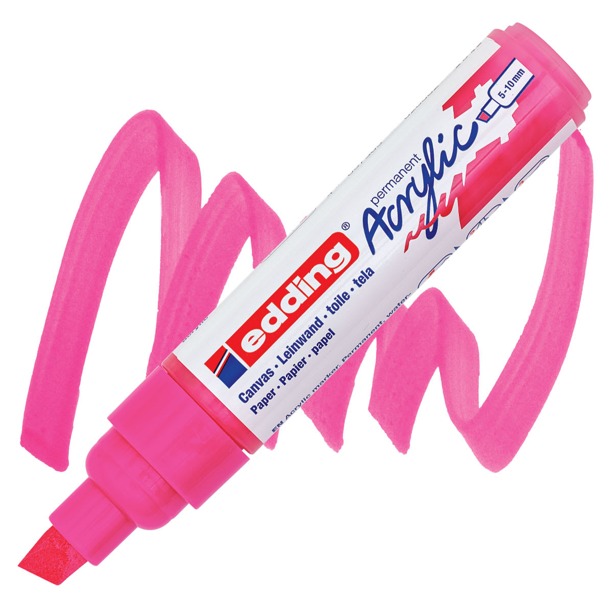 Edding Acrylic Paint Marker - Neon Pink 069, Broad marker and swatch