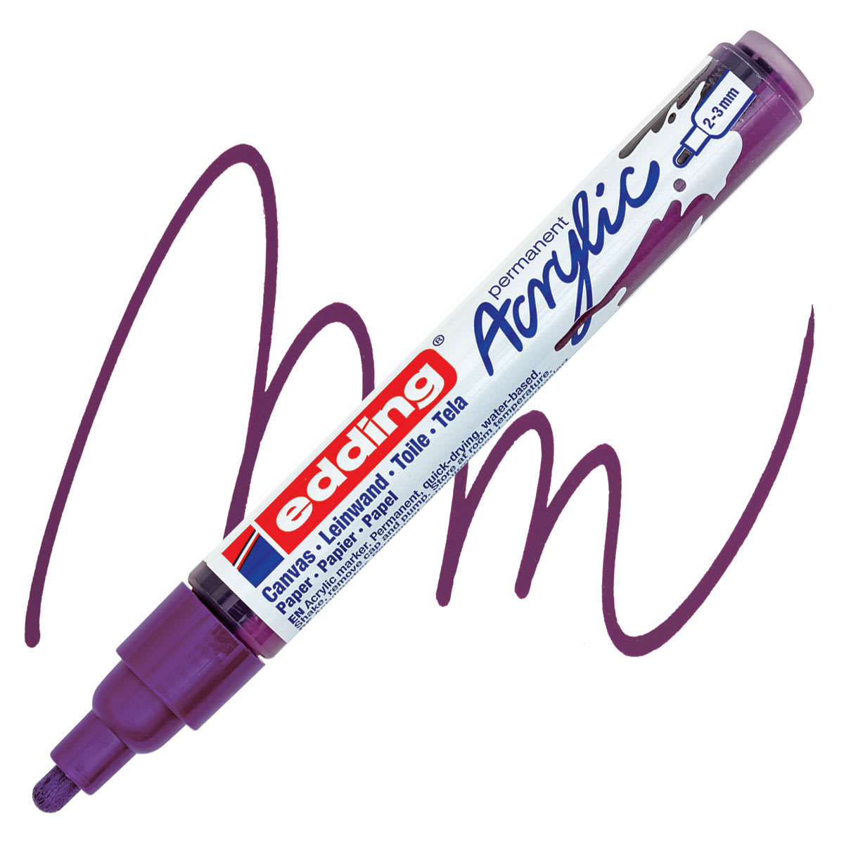 Edding Acrylic Paint Marker - Berry 910, Medium marker and swatch