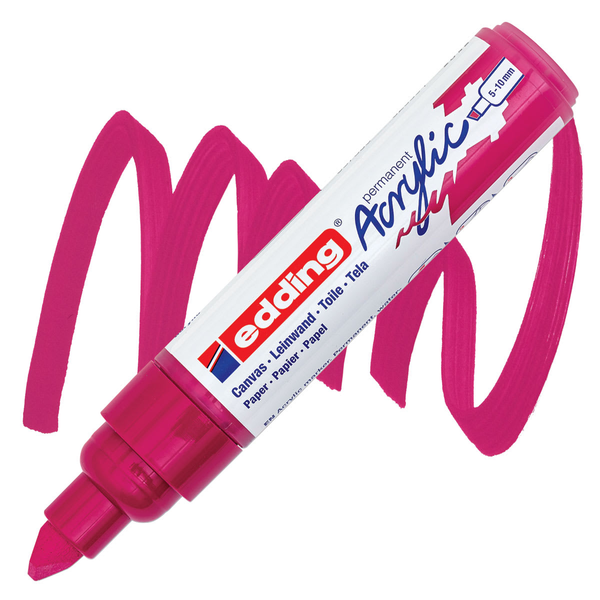 Edding Acrylic Paint Marker - Telemagenta 909, Broad marker and swatch