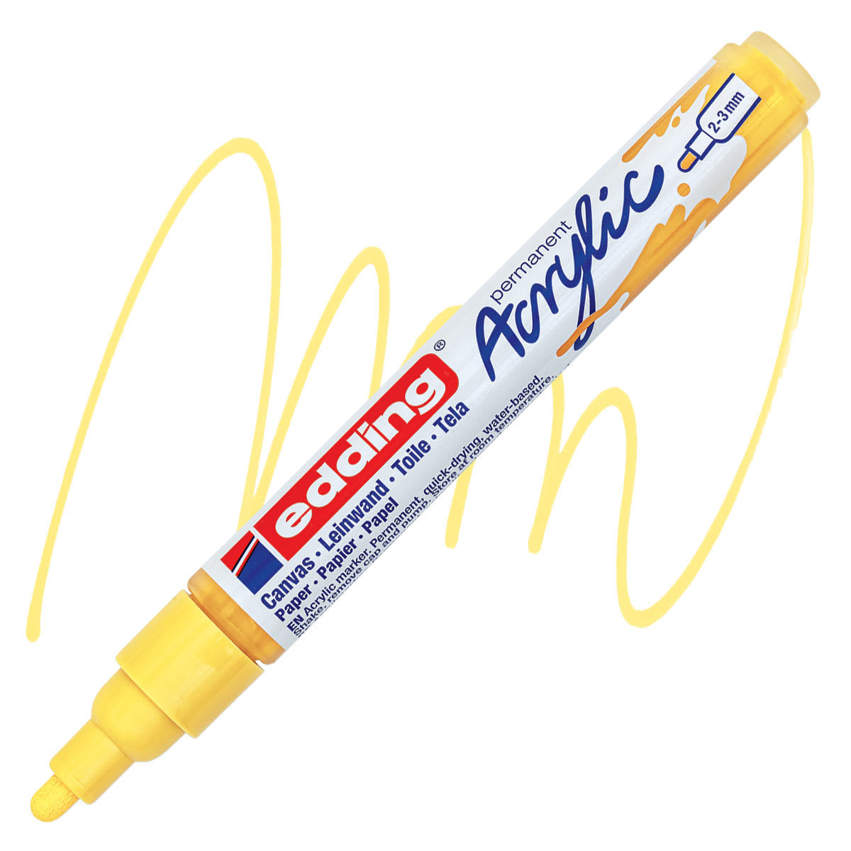 Edding Acrylic Paint Marker - Pastel Yellow 915, Medium marker and swatch