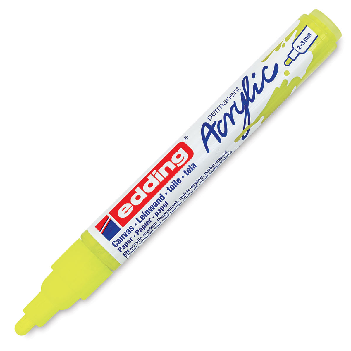 Edding Acrylic Paint Marker - Neon Yellow 065, Medium, Cap Off