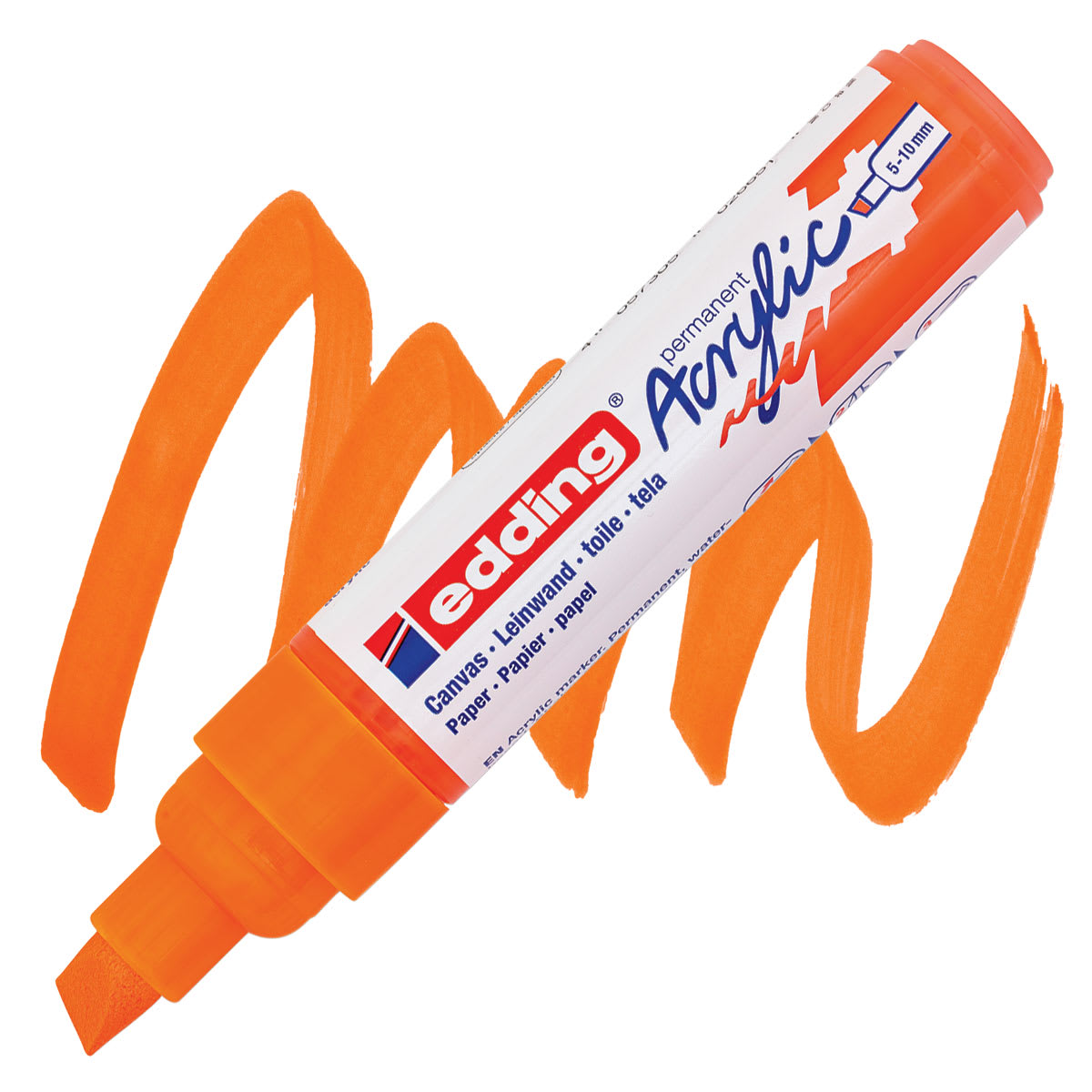 Edding Acrylic Paint Marker - Neon Orange 066, Broad marker and swatch