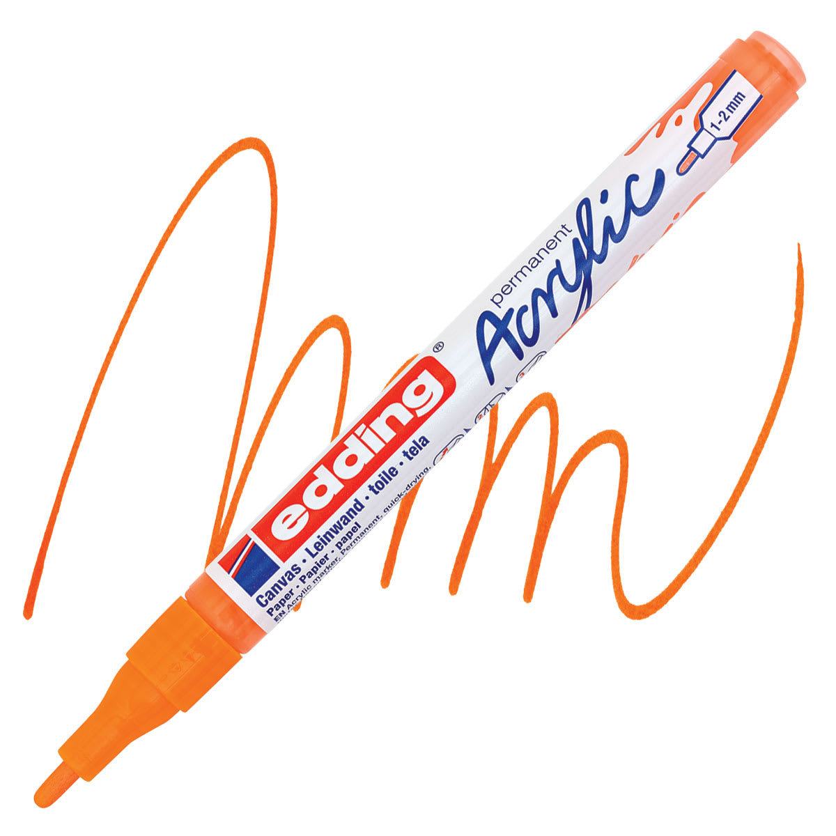 Edding Acrylic Paint Marker - Neon Orange 066, Fine marker and swatch