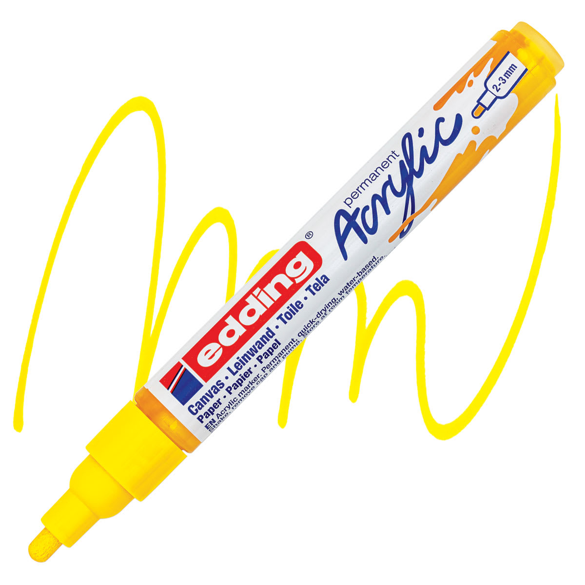 Edding Acrylic Paint Marker - Traffic Yellow 905, Medium marker and swatch