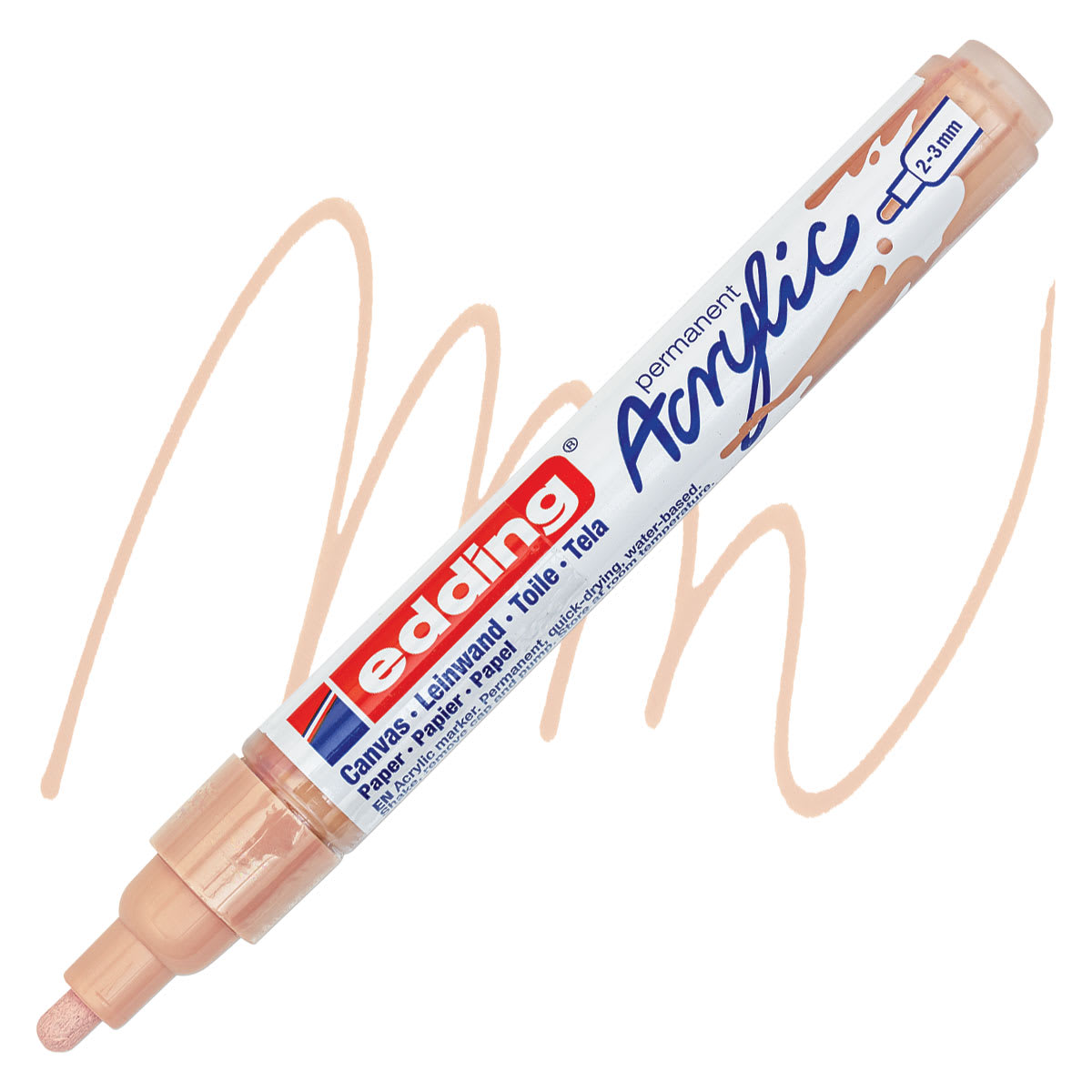 Edding Acrylic Paint Marker - Warm Beige 255, Medium marker and swatch