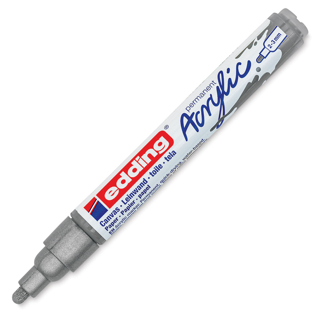 Edding Acrylic Paint Marker - Silver 923, Medium, Cap Off