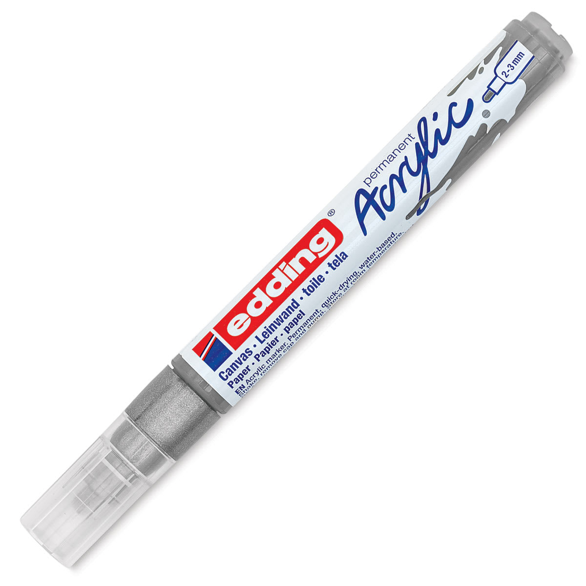 Edding Acrylic Paint Marker - Silver 923, Medium, Cap On