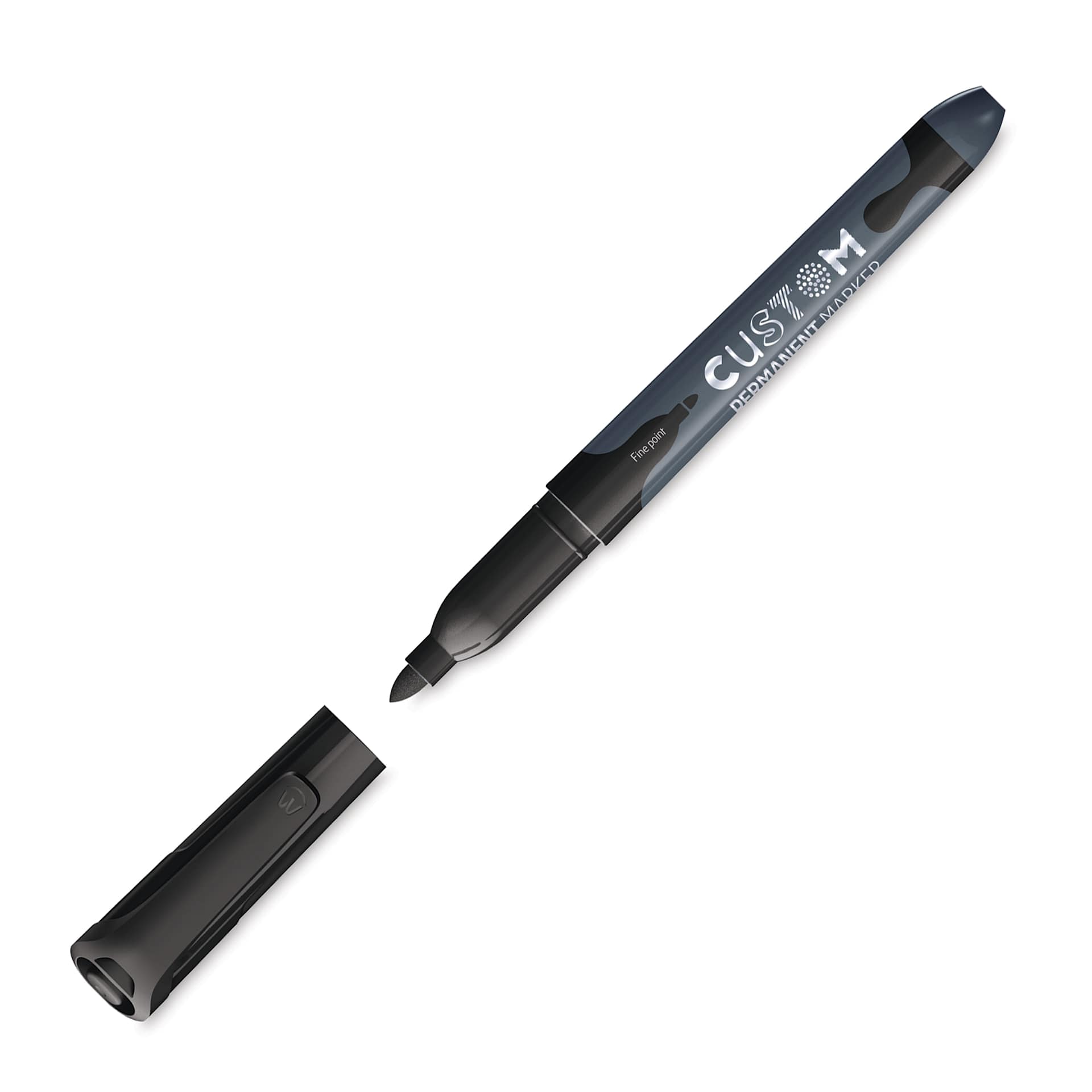 Maped Custom Permanent Markers - Black, Pkg of 2, single marker with cap off