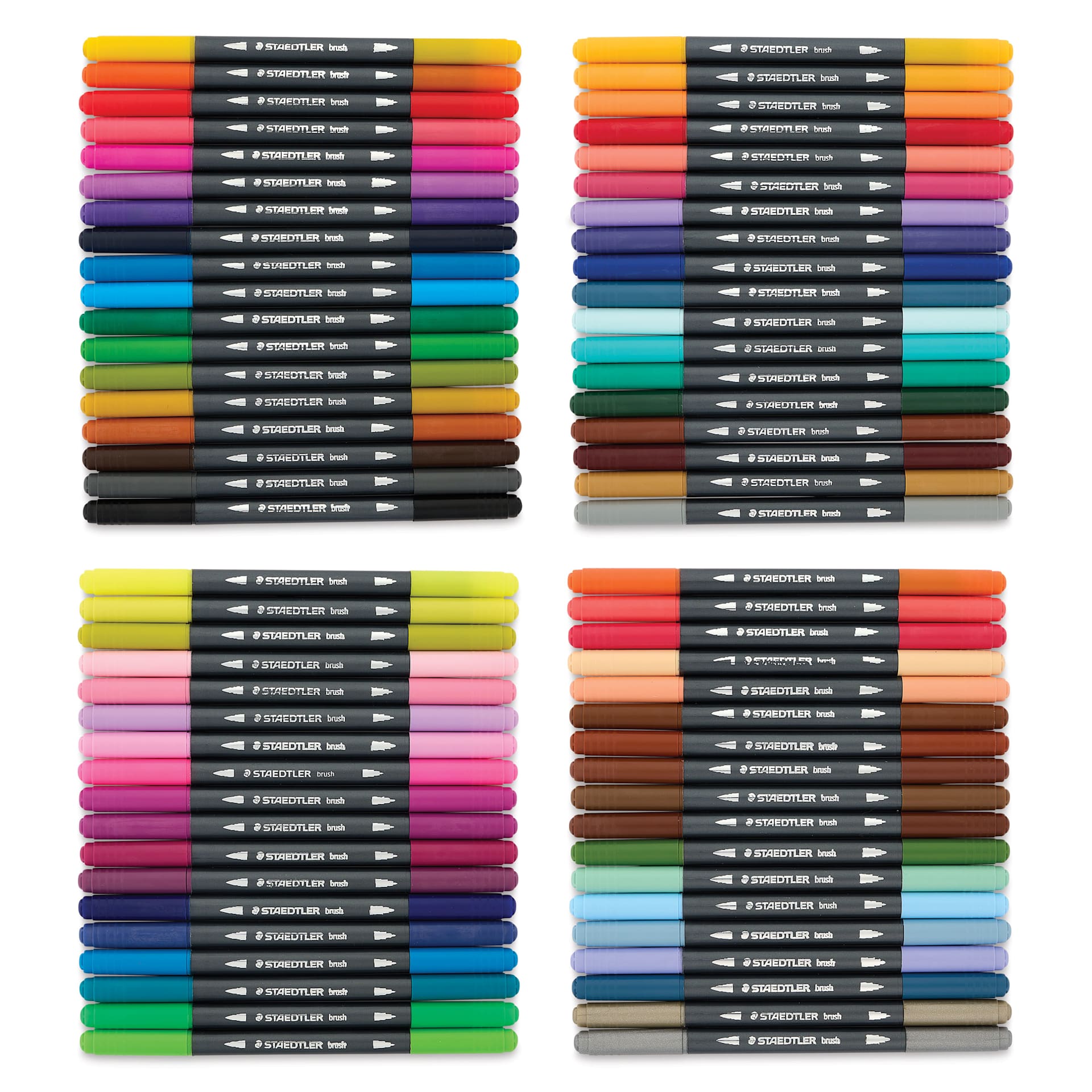 Staedtler Double-Ended Watercolor Brush Pens - Assorted, Set of 72, contents, capped