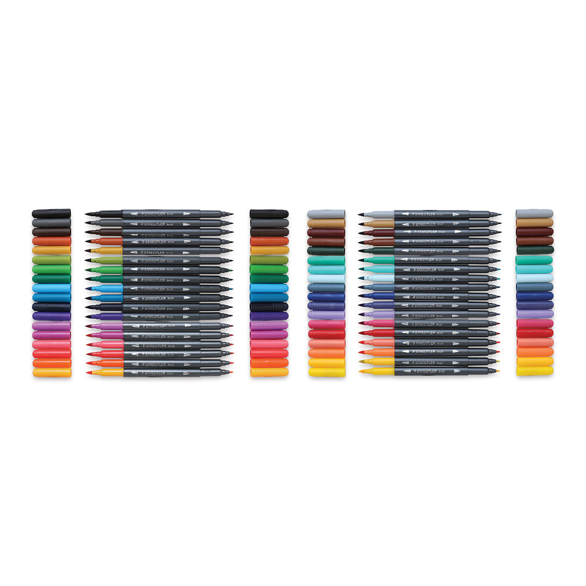 Staedtler Double-Ended Watercolor Brush Pens - Set of 36 (set contents with caps removed)