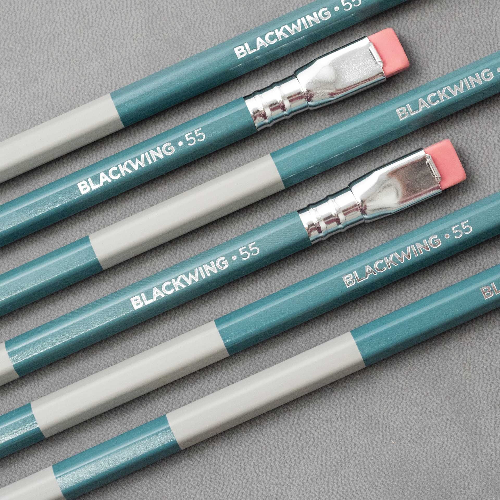 Blackwing Volumes 55 The Golden Ratio Pencil - Pkg of 12 (close-up of pencil erasers)