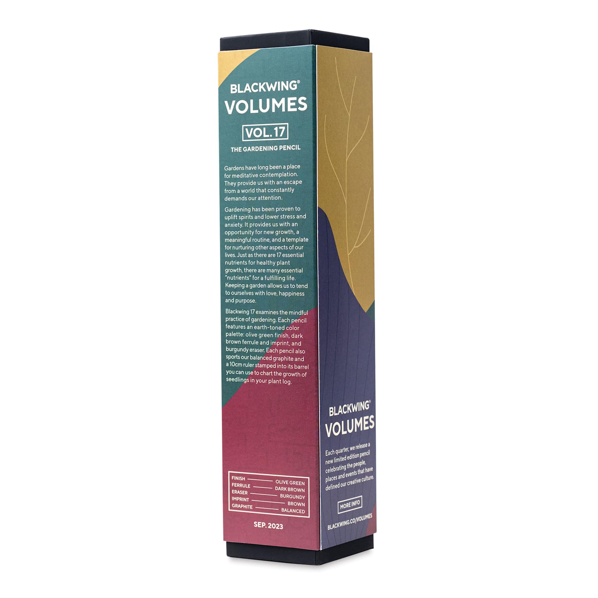 Blackwing Volume 17 The Garden Pencil - Pkg of 12, back of the packaging