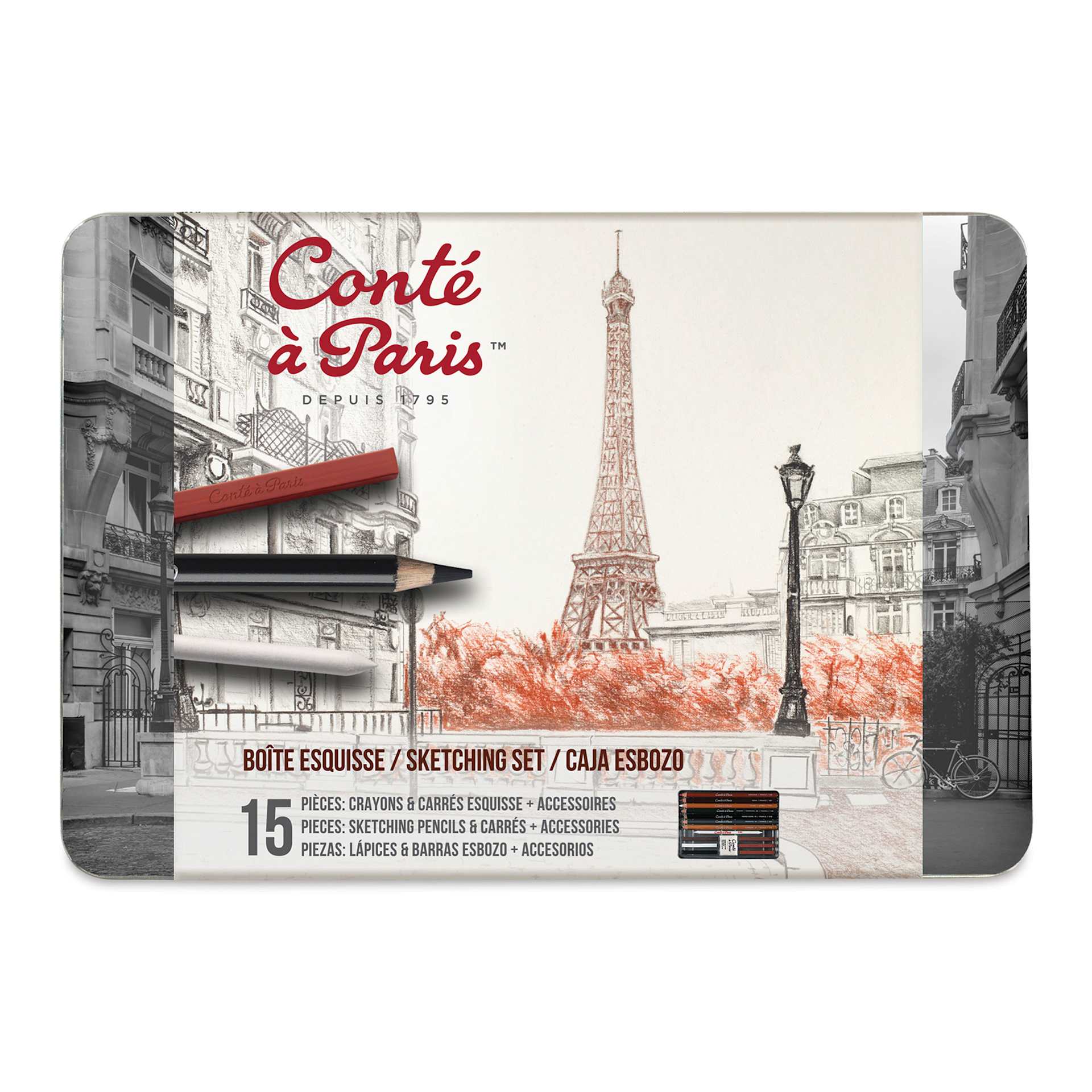 Conté à Paris Sketching Set - Set of 15, front of packaging