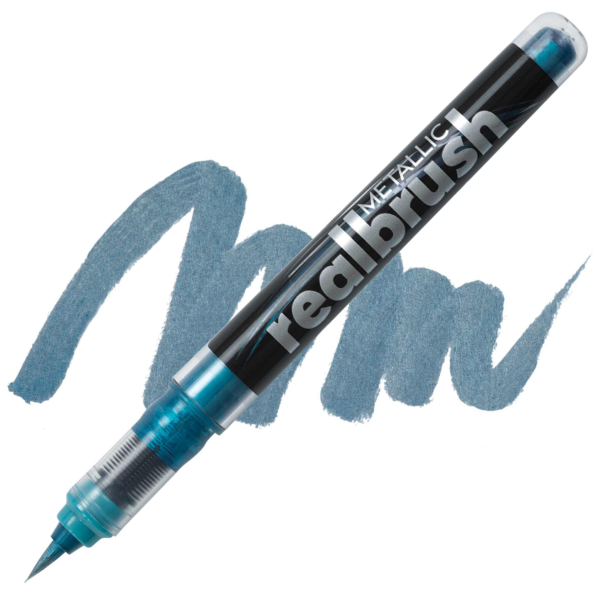 Karin Realbrush Metallic Marker - Blue 8505, swatch and marker