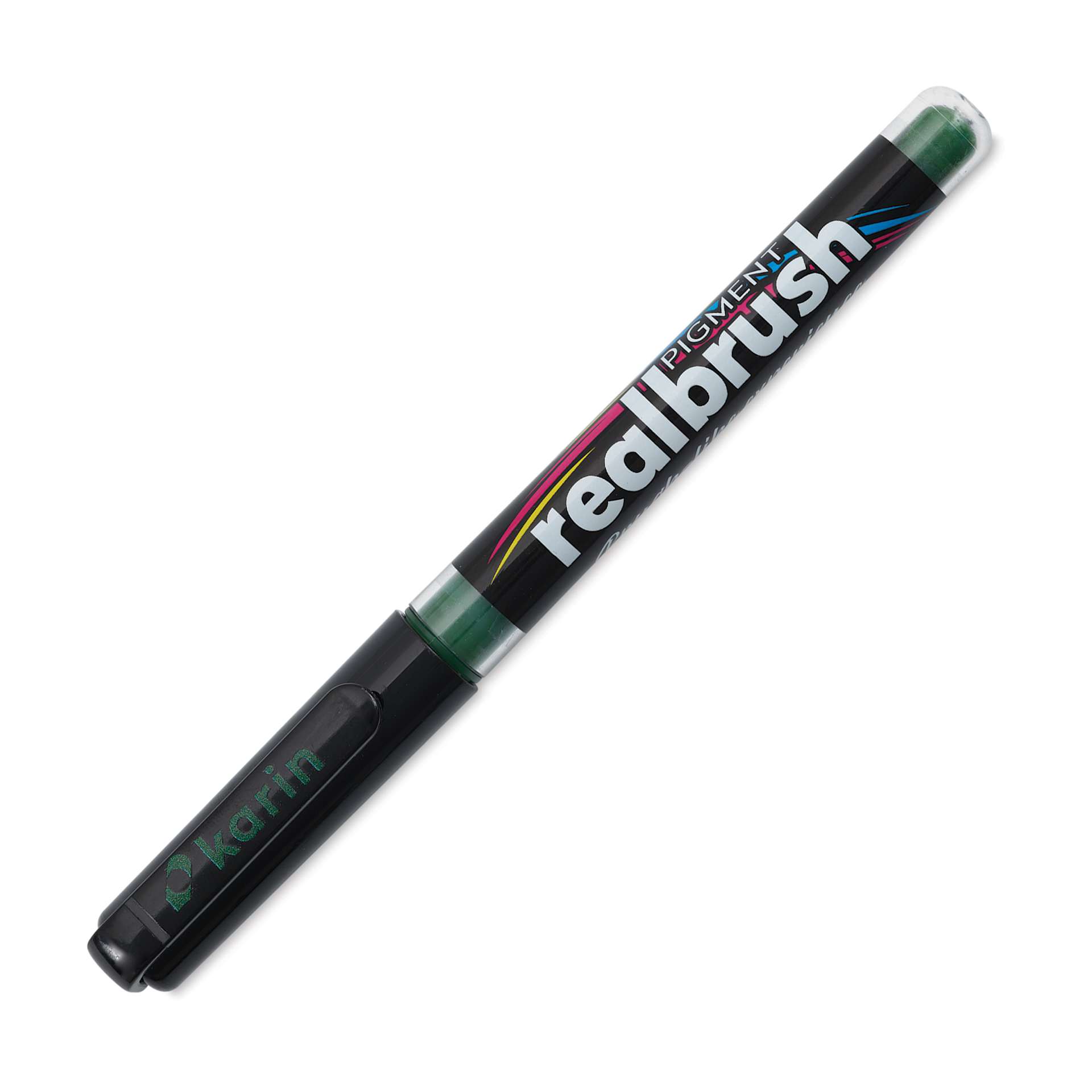 Karin Realbrush Pigment Marker - Olive Black, cap on