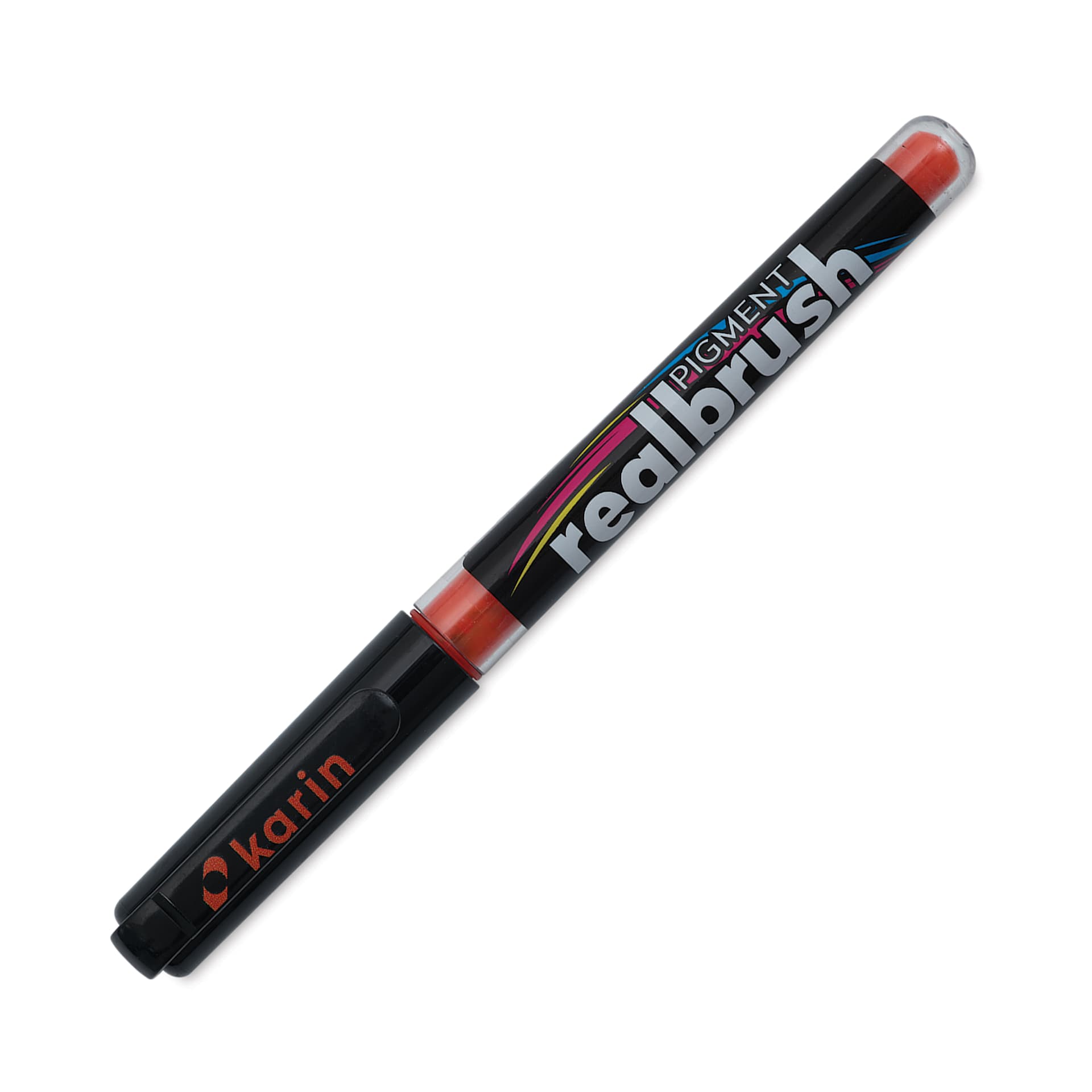 Karin Realbrush Pigment Marker - Orange Red, cap on